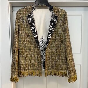 Etro Black and Yellow Fringed REVERSIBLE Jacket